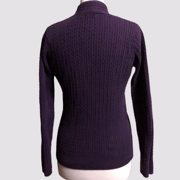Croft & Barrow Purple Cable Knit V Neck Sweater, Size Medium - Picture 2 of 4